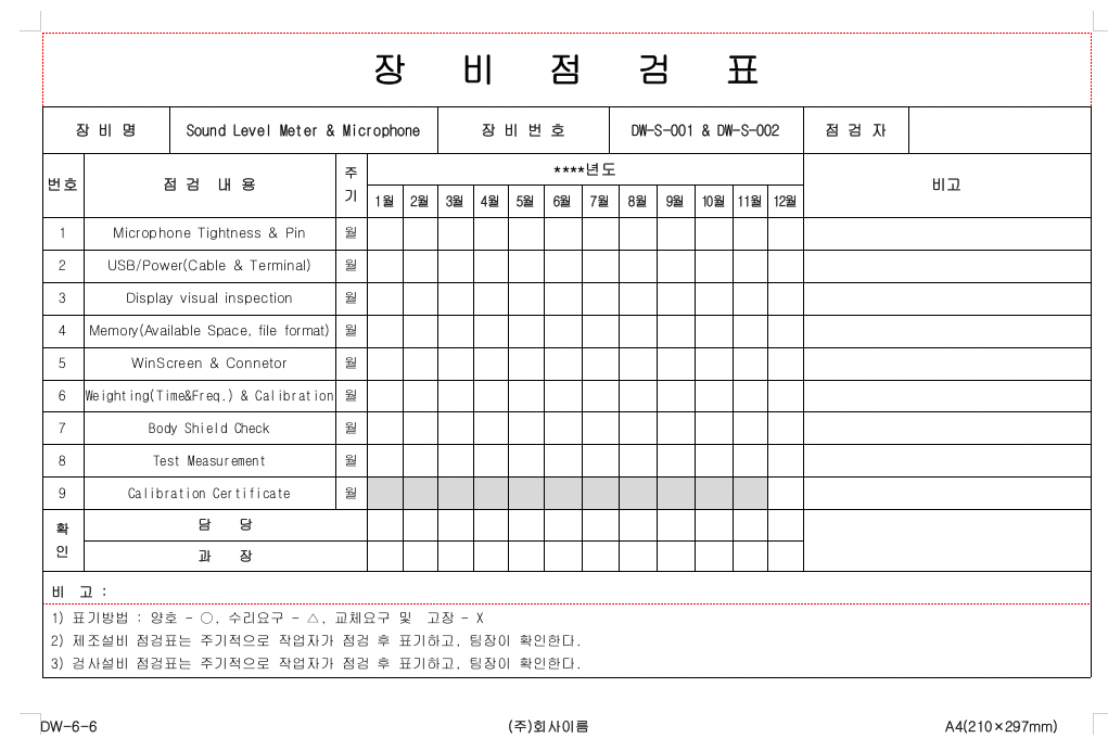 소음계측기 본체 점검항목